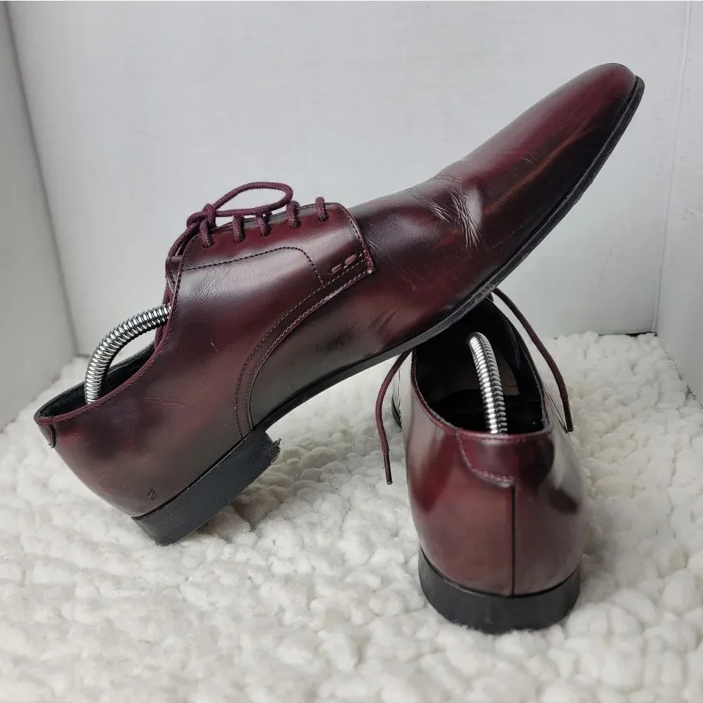 PS Paul Smith Mens 10 Burgundy Leather Derby Dress Shoes Oxblood Designer Italy